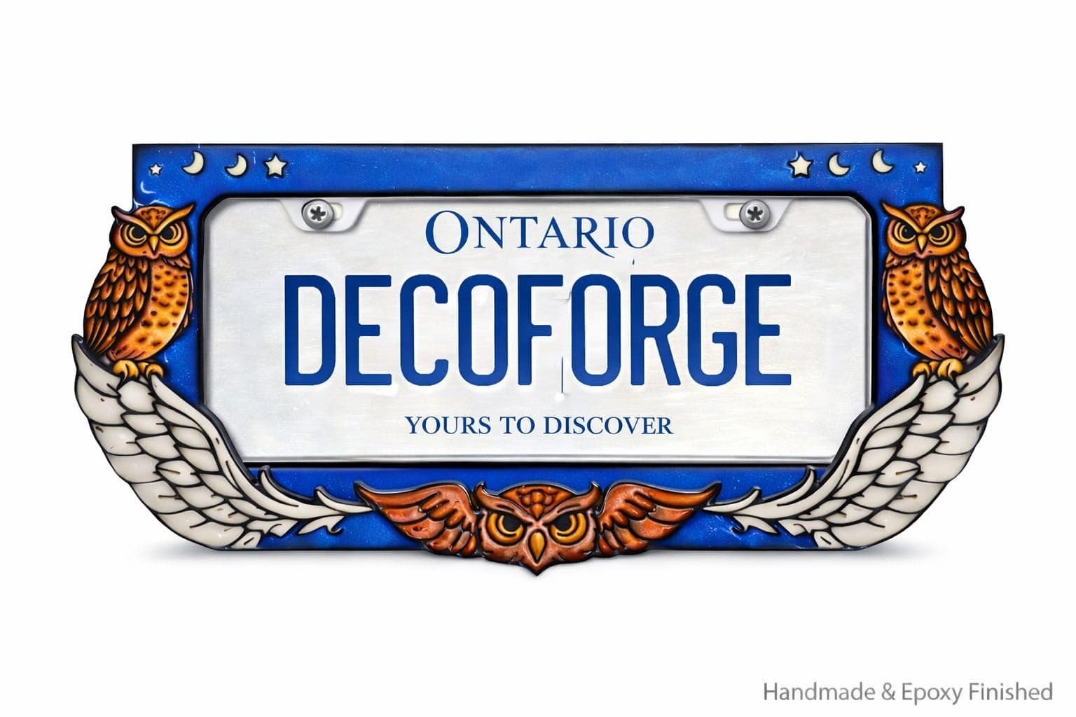 Owl License Plate Frame handmade epoxy custom license plate frame
