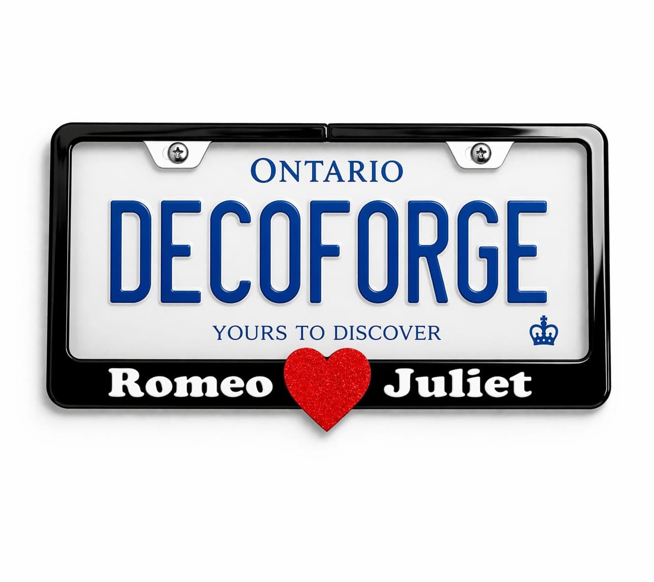 Romeo & Juliet Frame handmade epoxy custom license plate frame