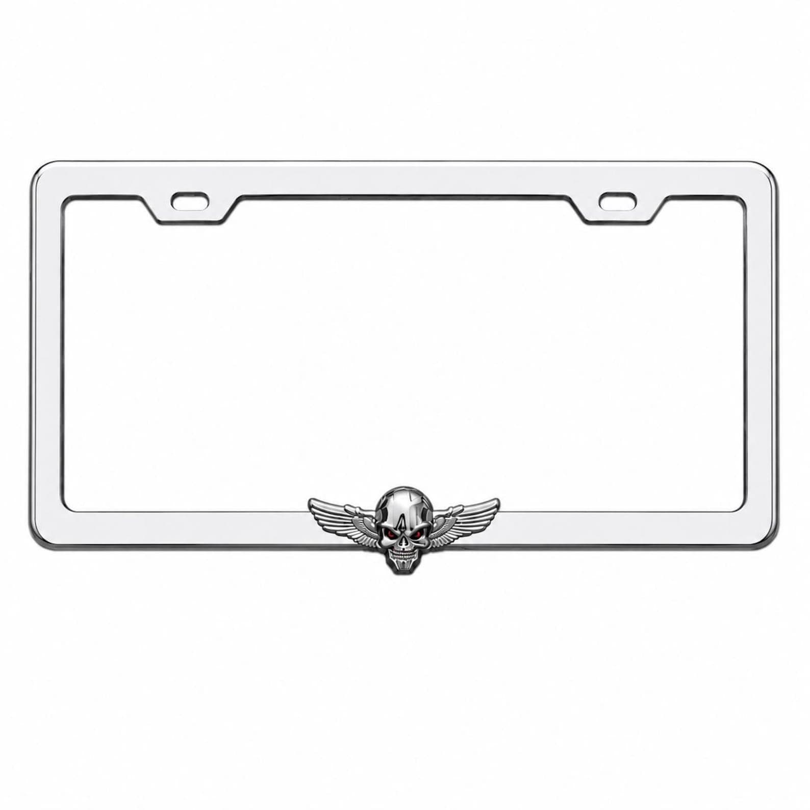 Chrome Skull License Plate Frame handmade epoxy custom license plate frame