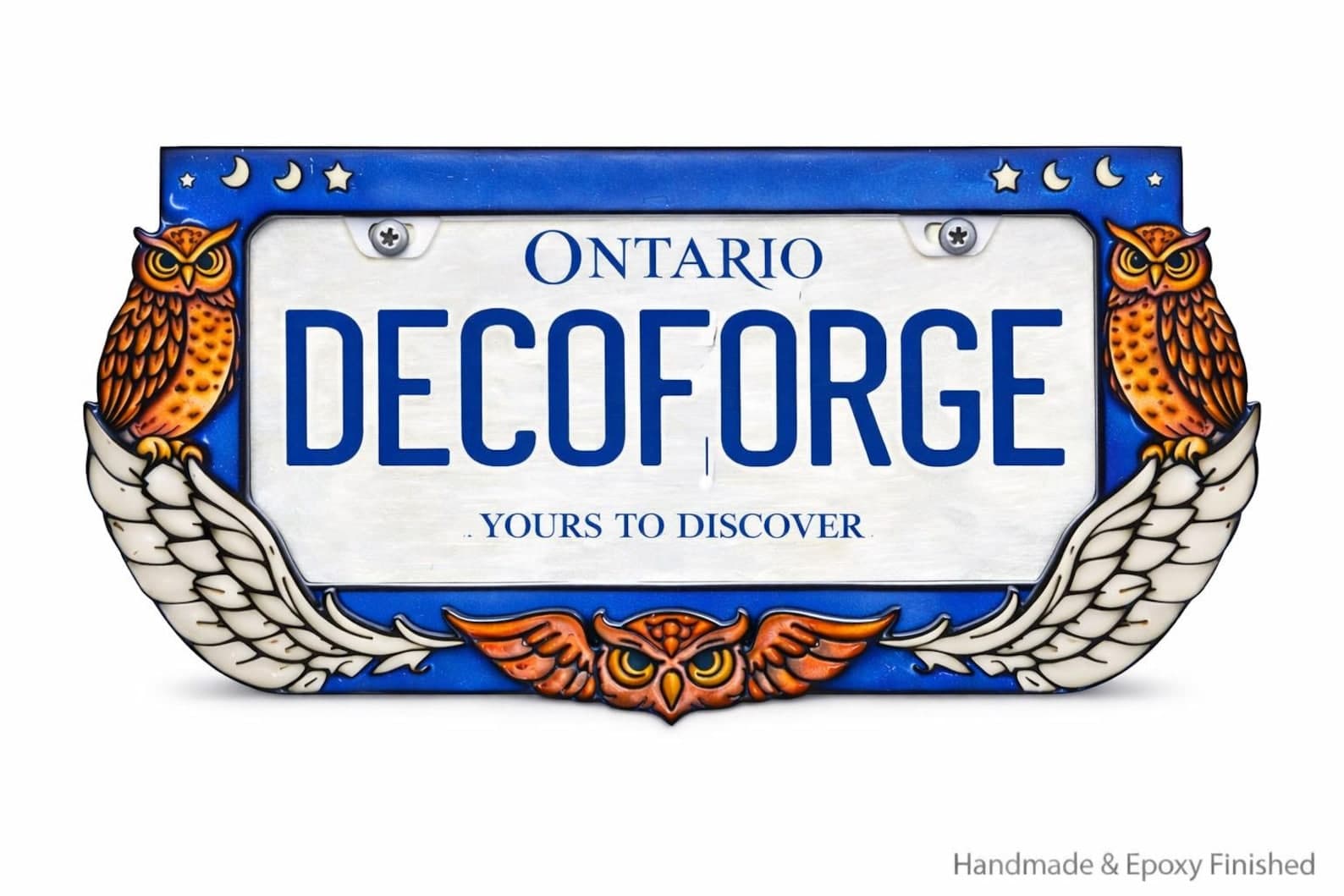 Owl License Plate Frame handmade epoxy custom license plate frame